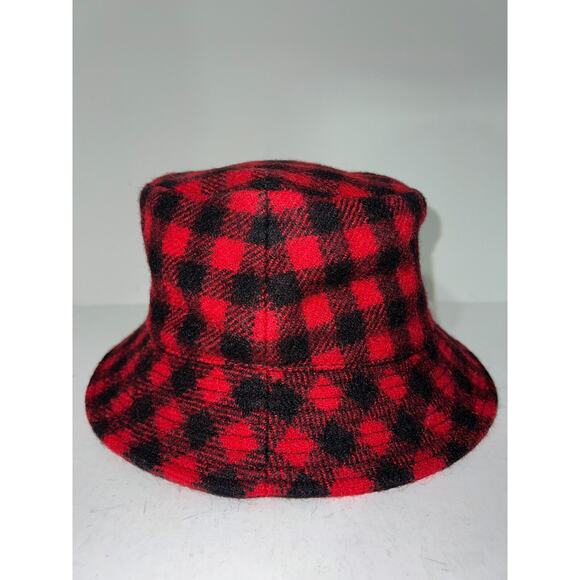 Celine Paris Black Red Checkered Check Wool White Logo Sun Fall Bucket Hat M main image 6